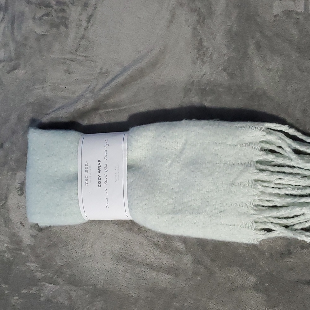 NWT Mer Sea Soft Green Blend Colors Wrap with Fringe Ends